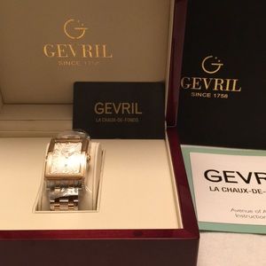 NIB Gevril Ave of the Americas rectangular watch